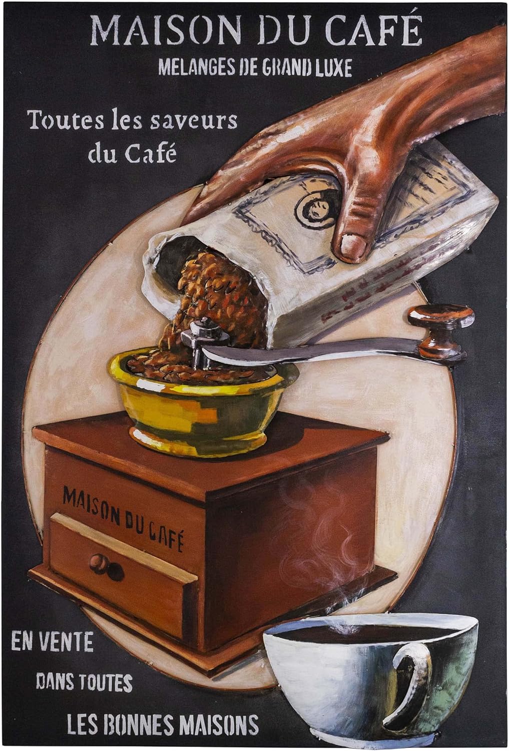 Panneau Publicitaire Métal 3D "Maison du Café" – Déco Vintage Antic Line