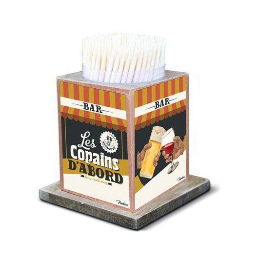 Boîte à Cure-Dents « Les Copains d’Abord » – Bois | Déco Rétro | Natives