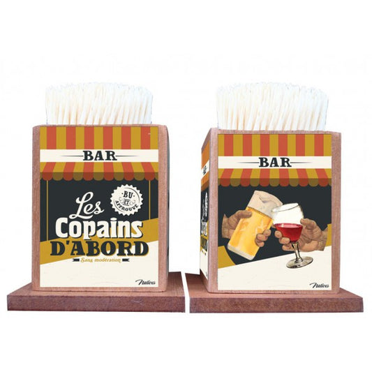 Boîte à Cure-Dents « Les Copains d’Abord » – Bois | Déco Rétro | Natives