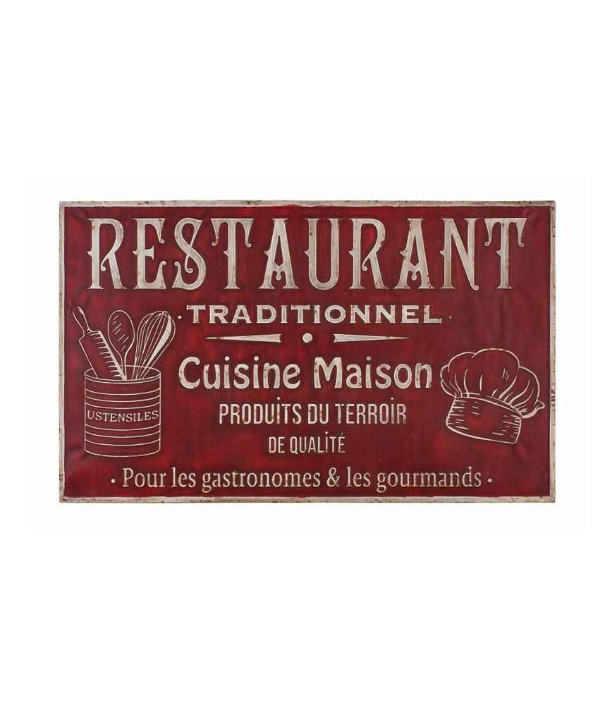 Grande Plaque Métal "RESTAURANT" – Décoration Murale Vintage