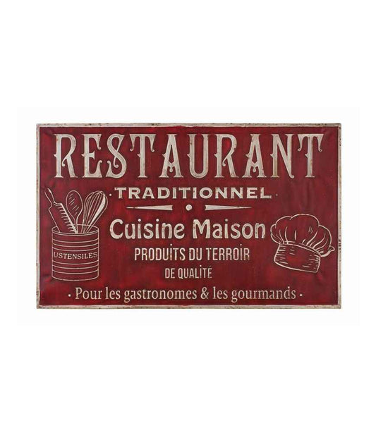Grande Plaque Métal "RESTAURANT" – Décoration Murale Vintage
