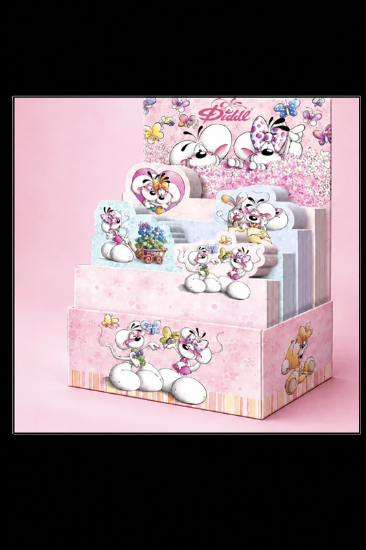 Coffret de blocs mémo Diddl avec organisateur de bureau rose