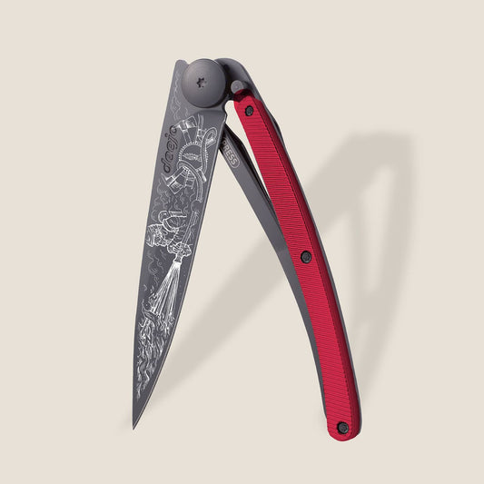 Couteau Deejo Pompier Fire Red