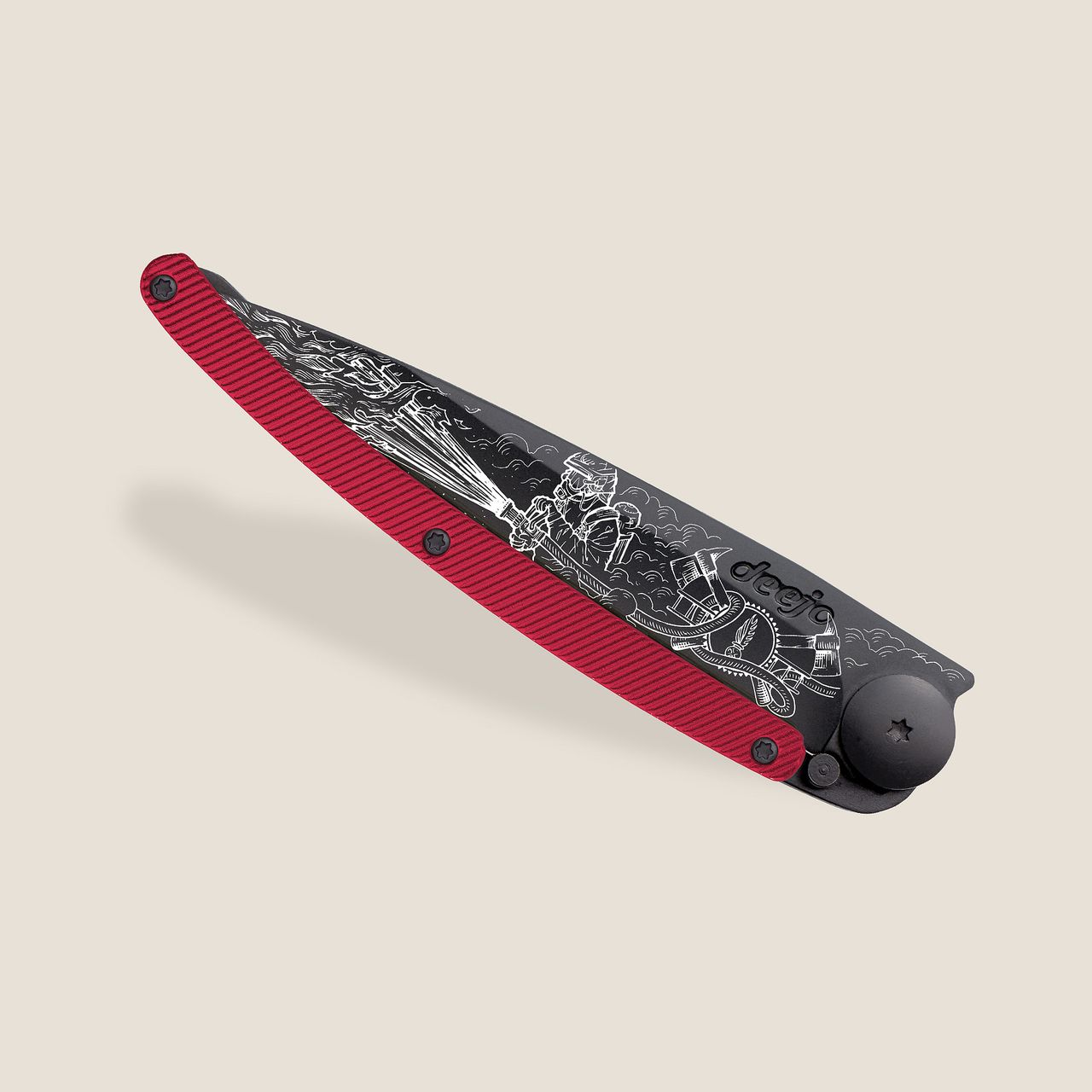 Couteau Deejo Pompier Fire Red